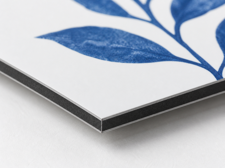 Close-up of an aluminum print panel
