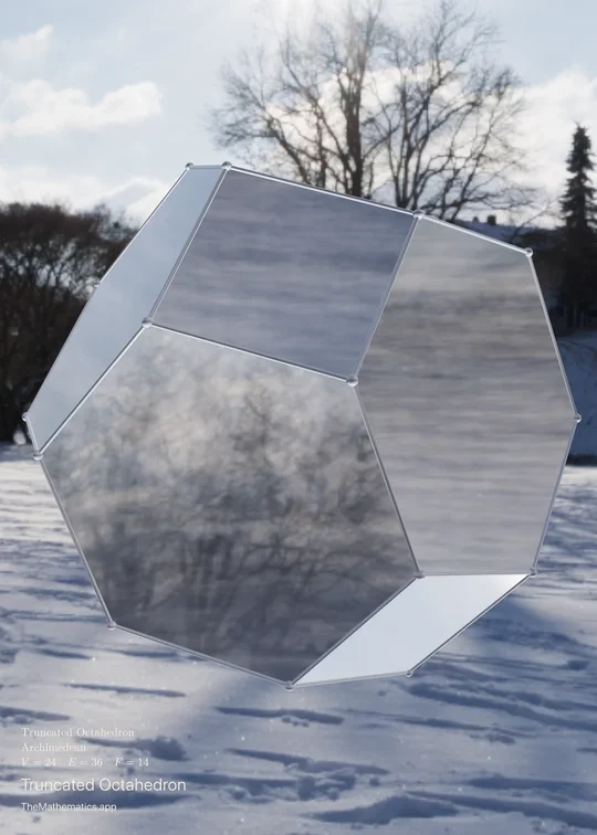 Frosted Glass Truncated Octahedron – Snowy Field