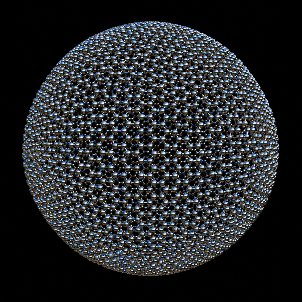 Goldberg polyhedron in metallic silver by The Bhakti Math Guru
